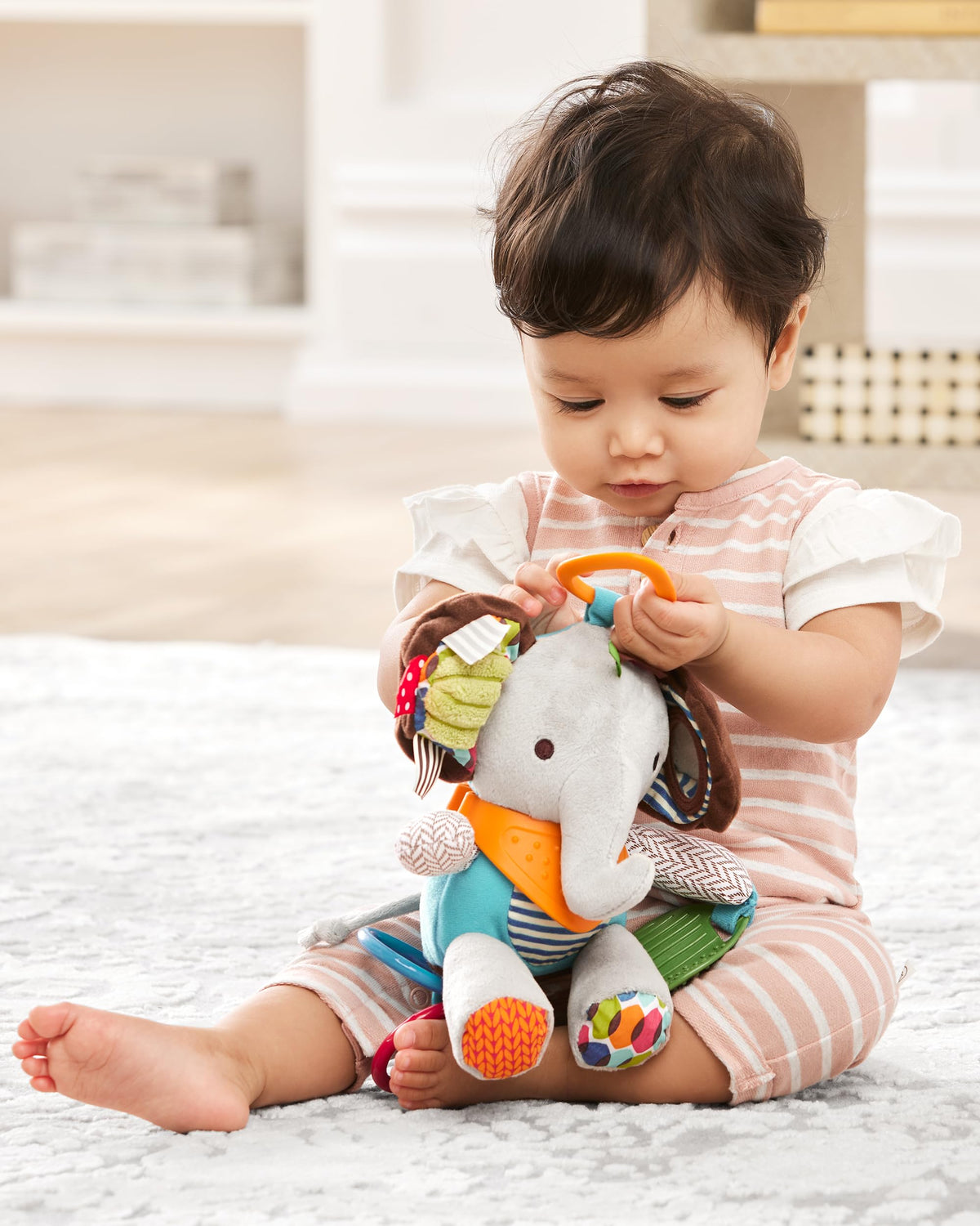 Elephant Teether with Rattles, Crinkles & On-the-Go Playtime Fun!