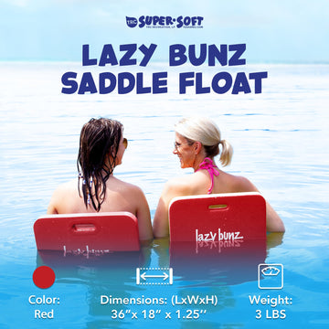 Trc Recreation Lazy Bunz Foam Water Saddle Pool Float, Lounger For Swimming Pool, Lake, River, And Beach Essentials, Red