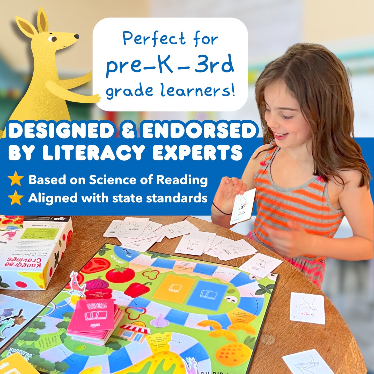 Kangaroo Cravings Learn To Read 300 High-Frequency Sight Words Board Game - Fun Learning Resource & Word Game For Kids Ages 4-9