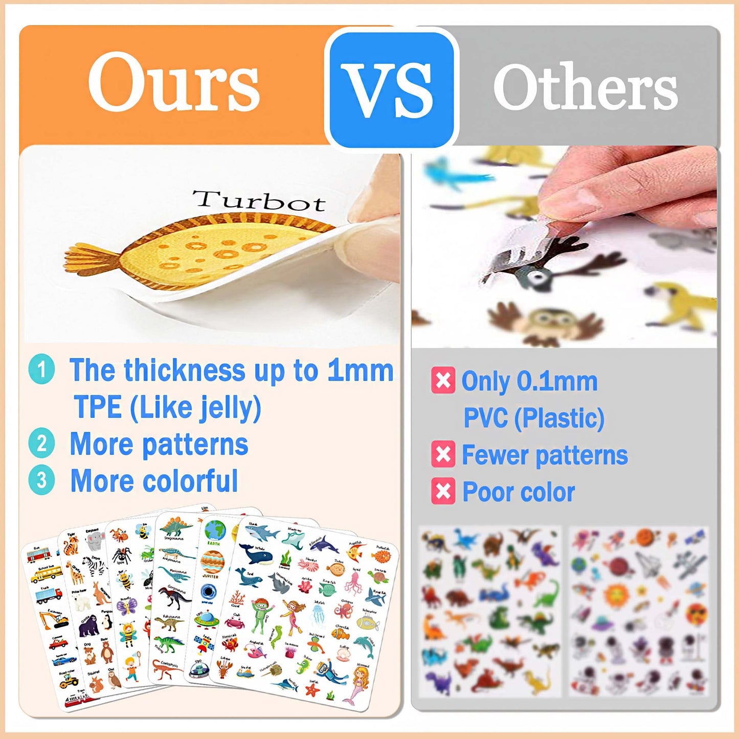 Igetooy Reusable Sticker Books For Kids, Jelly Quiet Book, Preschool Learning Activities Busy Book For Toddler Travel Toys Waterproof Stickers For Kids 2 3 4 5 6 Year Old Girls Boys (Space)