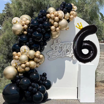 Gifloon Black Number 6 Balloon With Crown, Large Number Balloons 40 Inch, 6Th Birthday Party Decorations Supplies 6 Year Old Bir