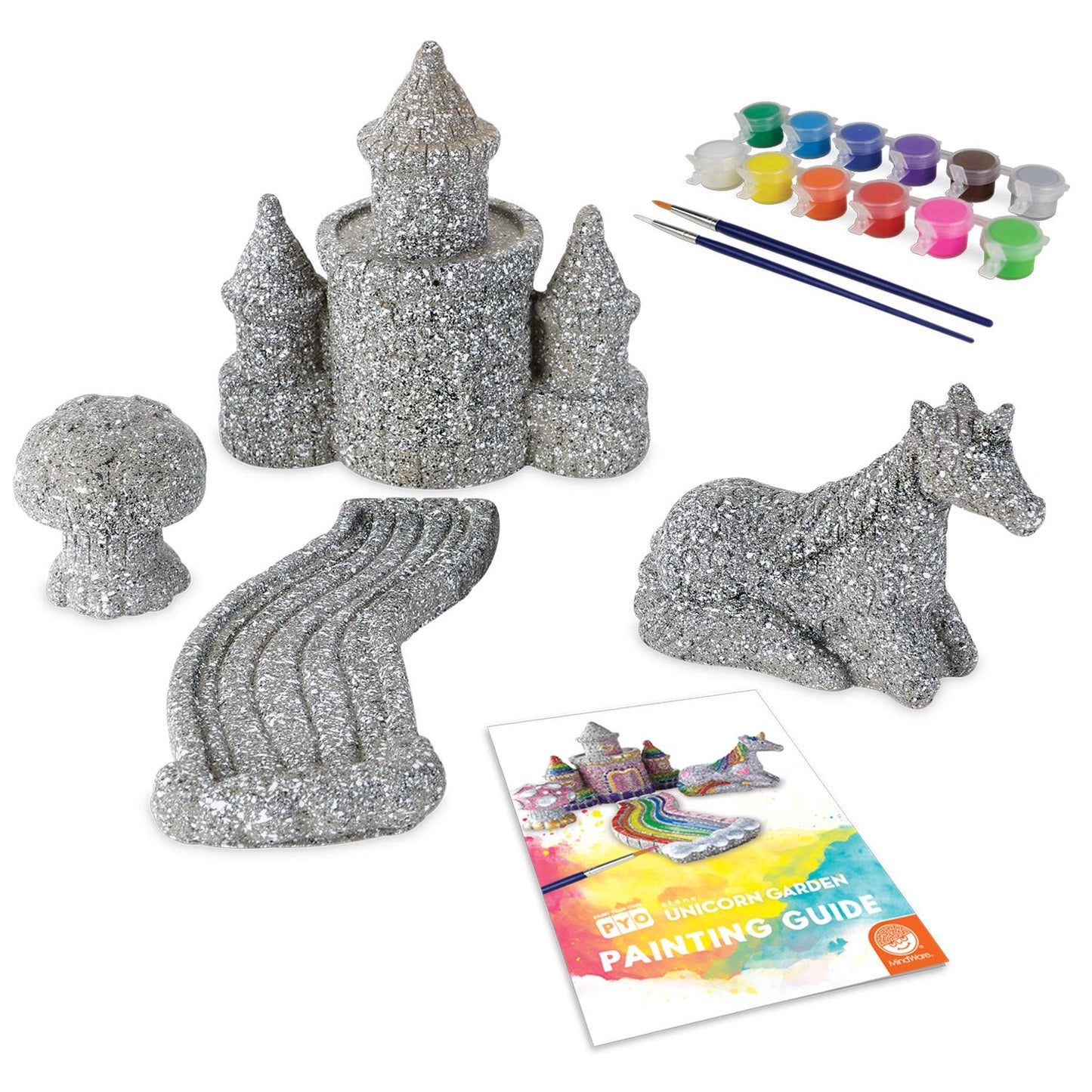 MindWare Paint Your Own Stone Unicorn Garden Kit – Weather-Resistant Rocks, 22.5 cm x 6.25 cm x 25 cm, Multicolor, Ages 8+