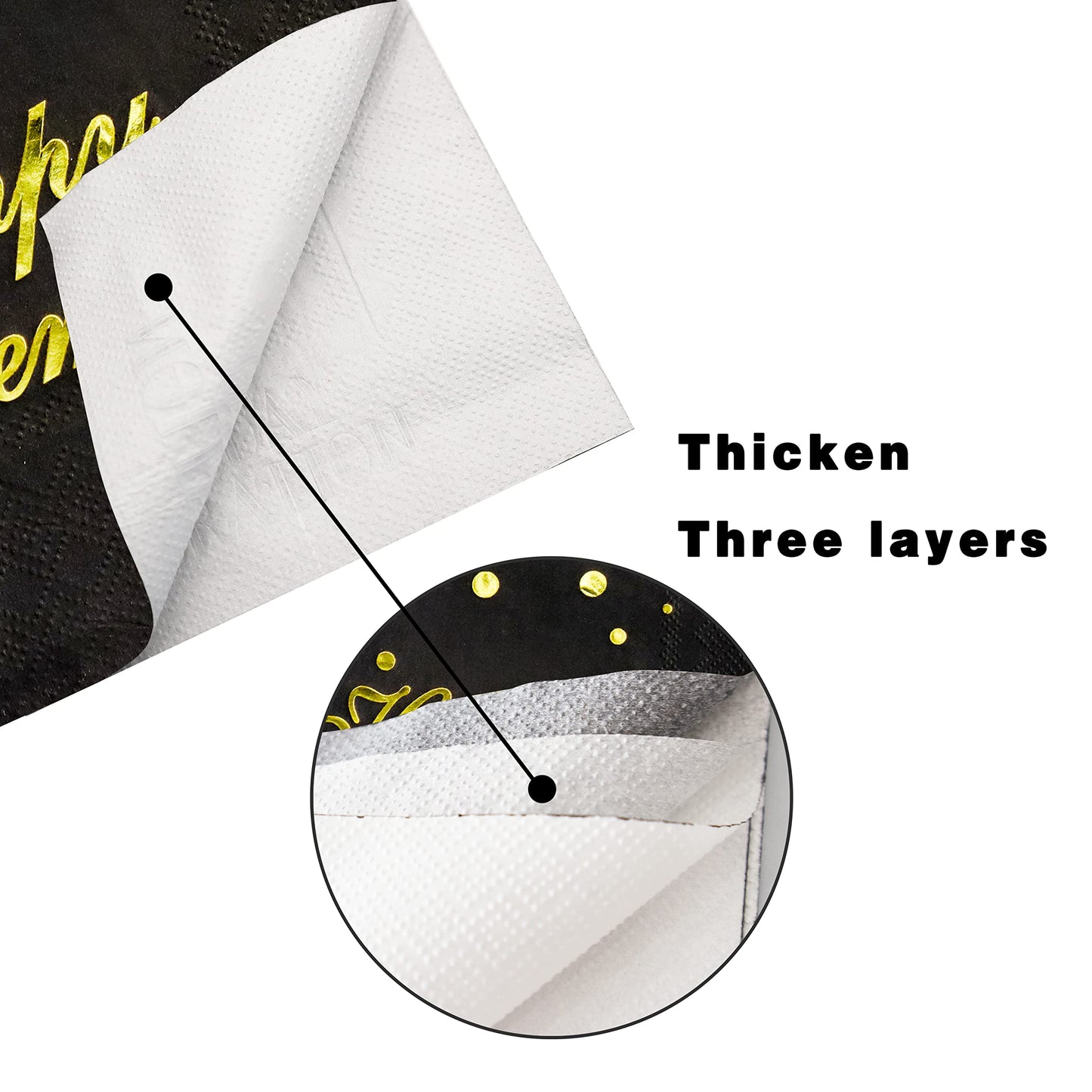 Pandecor 50 Pack 3 Layers Birthday Party Supplies,6.5 X 6.5 In Paper Napkins Birthday Party Decorations (Retirement Napkins)