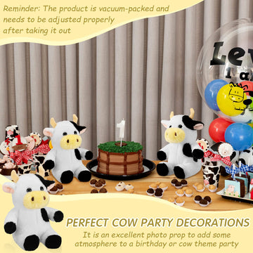Wettarn 4 Pcs Cows Stuffed Animal Bulk 9.8'' Cow Plush Toy Cows Dolls Cute Soft Cuddly Cow Party Birthday Gifts Cow Party Decor