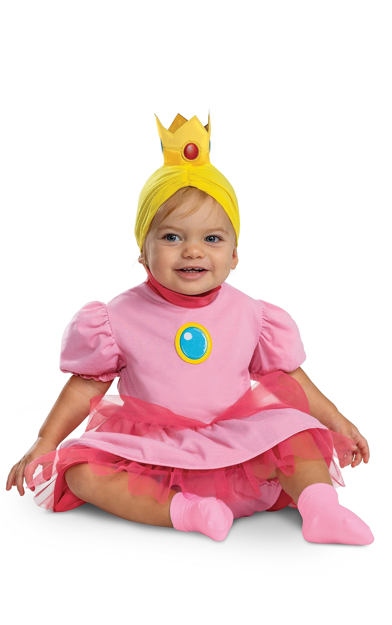 Disguise Infant Princess Peach Costume, Official Super Mario Bros Outfit For Babies, Size (6-12 Months)