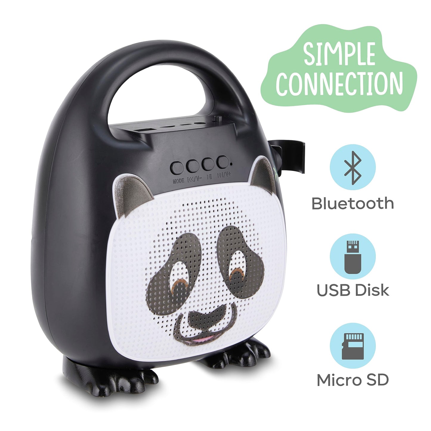 Singimals Kids Karaoke Speaker With Microphone - Unleash Your Child'S Inner Superstar, Bluetooth V5.1, 12H Playtime, 5W Speaker, Multicolor Led Lighting, Bam Bam The Panda