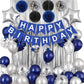 Blue And Silver Birthday Decorations For Men Boys, Navy Blue Silver Party Decoration Royal Bue Silver Birthday Balloons Happy Bi