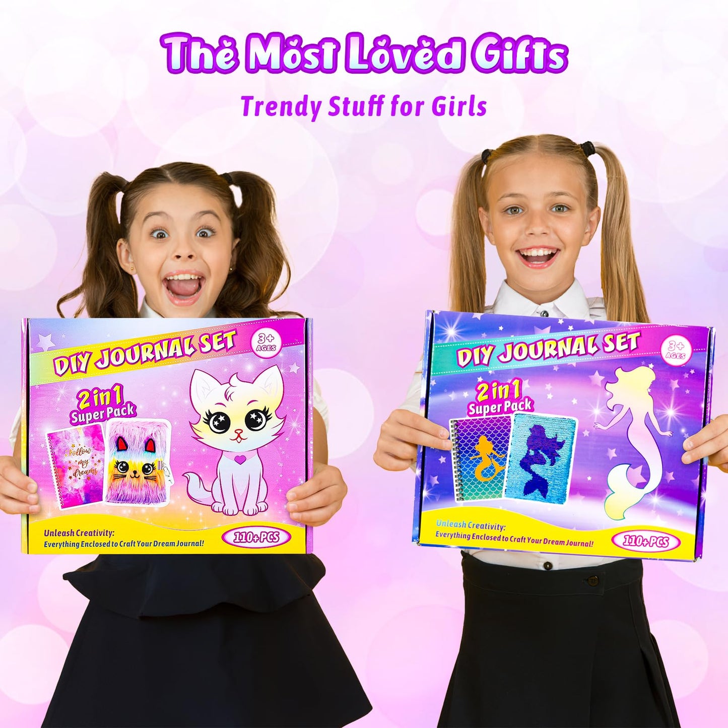 2-Pack Diy Journal Kit For Girls Ages 8-12 13 14 Year Olds, Birthday Gifts For Teen Girls, 110Pcs Art Crafts Scrapbook Supplies