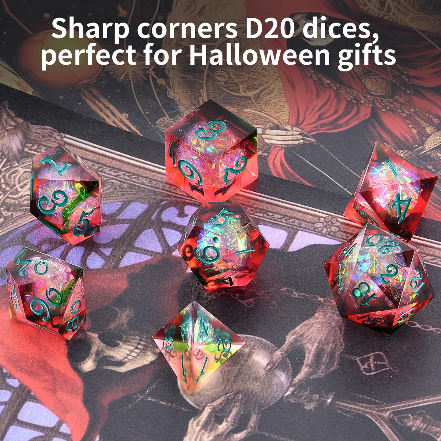 Oricraft Red Magic Dice Dnd Set Dungeons And Dragons Polyhedral Role Playing Gaming Dices Crystal D20 Red Magical World Energy S