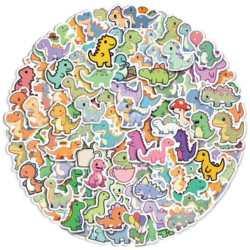 Aowplc 100 Pcs Cute Dinosaur Stickers Pack | Vinyl Stickers For Kids & Toddlers | Dinosaur Party Favors Crafts And Rewards