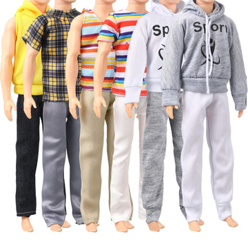 Bencailor 6 Pcs Doll Clothes Boy Doll Beach Shorts Tropical Print Swimsuit Doll Accessories For Boy Dolls (Trendy)