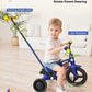 KRIDDO 4-in-1 Kids Tricycle, Adjustable Height, 12" Front Wheel, Carbon Steel, Blue, for 1.5 to 3 Years, Toddler Balance Bike