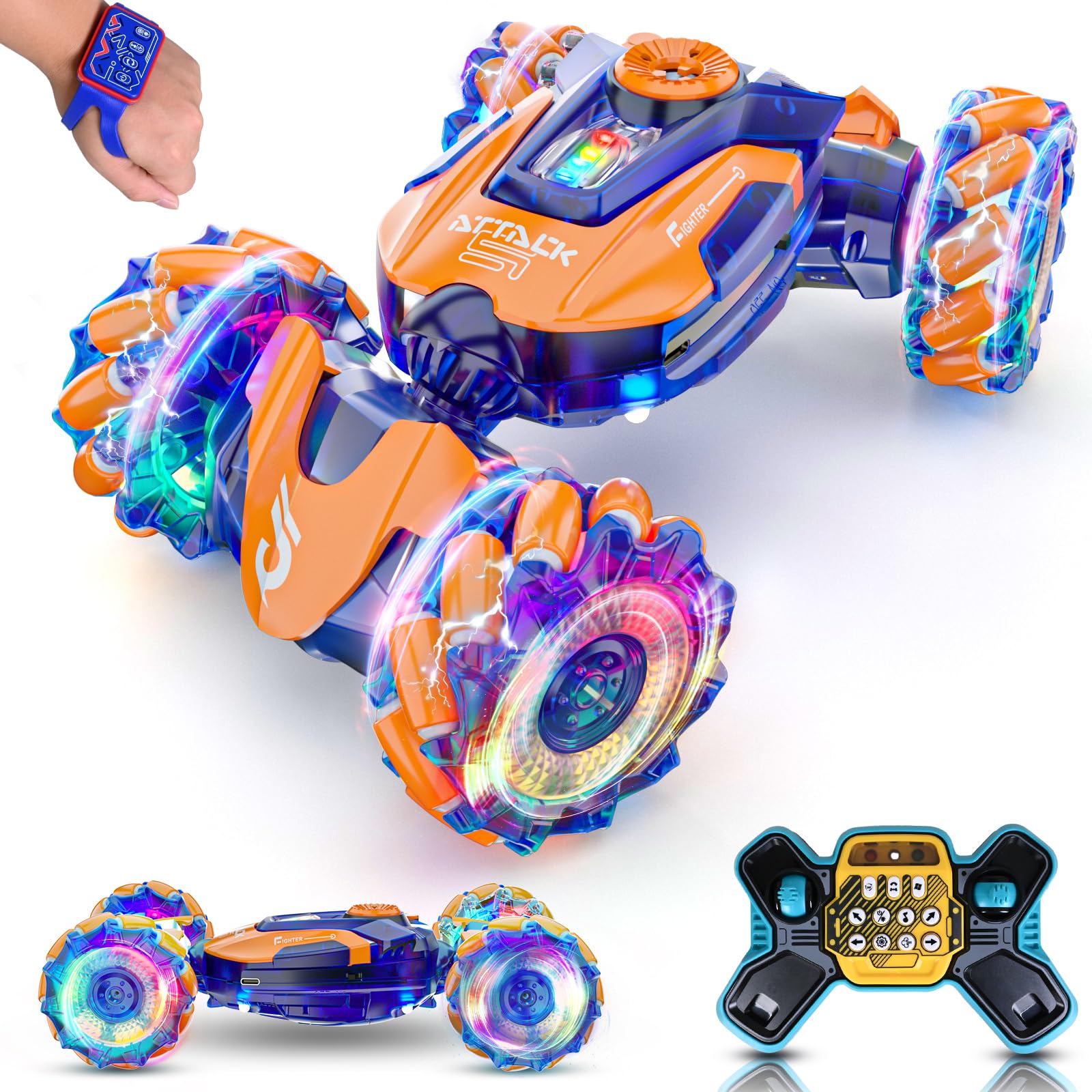 maxkes Gesture Sensing RC Stunt Car Remote Control Car 360 Rotating 4WD 2.4Ghz RC Cars Transform Car Toys for Boys 4-7 Birthday 