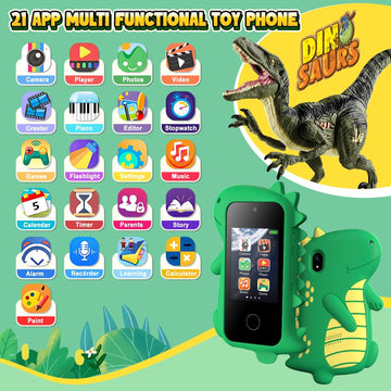 Kids Smart Phone, Birthday Gifts Toys for Boys Ages 3-12 Years Old, Touchscreen HD Dual Camera Cell Phone Dinosaur Toddler Play