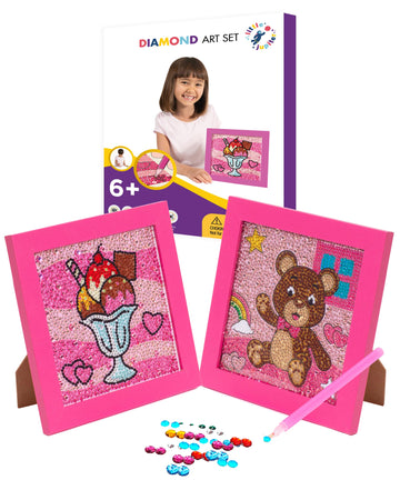 Little Jupiter Diamond Art Kits for Kids w/ 7 1/8  x 7 1/8  Frame - Kids Diamond Art - Kids Diamond Art Kits - Kids Diamond Art 