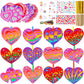 Kolldenn 96 Pcs Valentines Day Scratch Paper Ornaments Heart Scratch Off Cards Ornament Rainbow Art DIY Scratch Off Paper for K