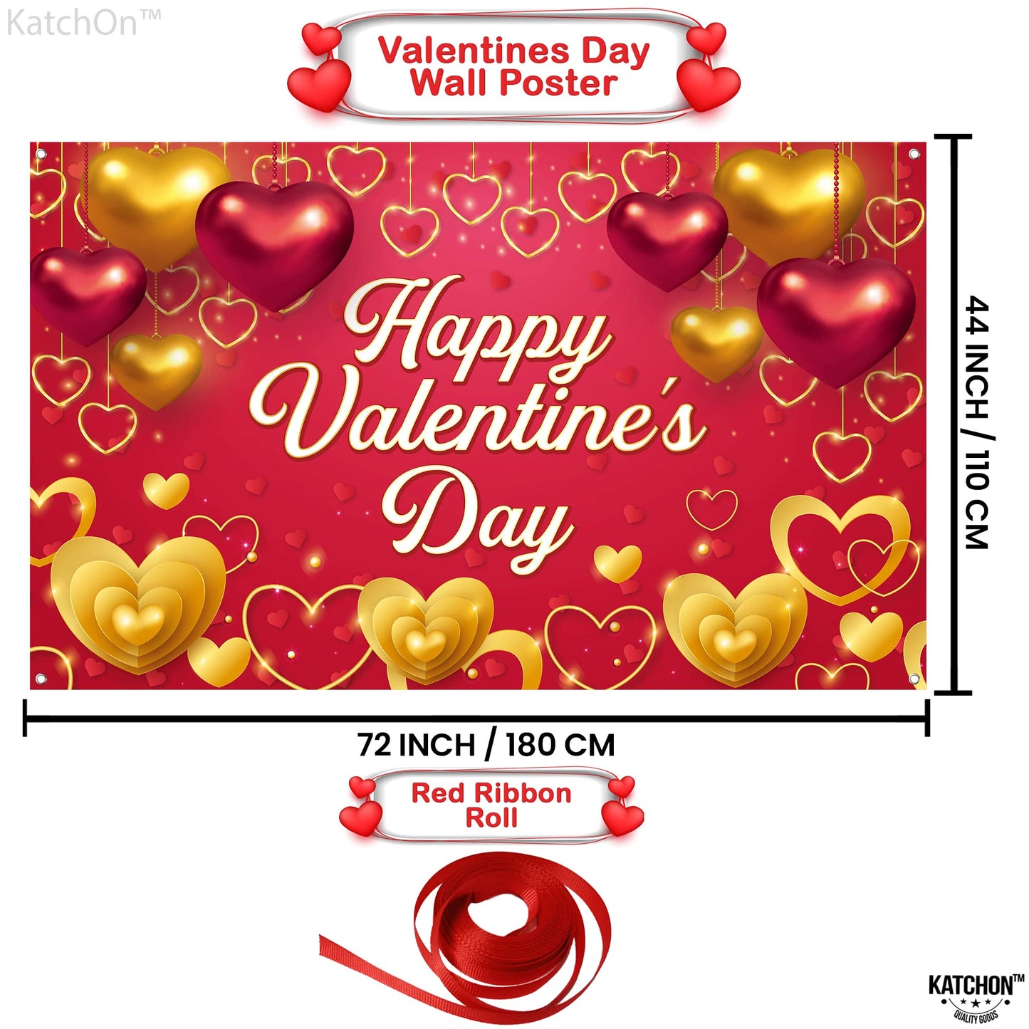 KatchOn, Happy Valentines Day Banner - XtraLarge, 72x44 Inch | Valentines Backdrop, Valentines Decor | Valentines Day Backdrop,