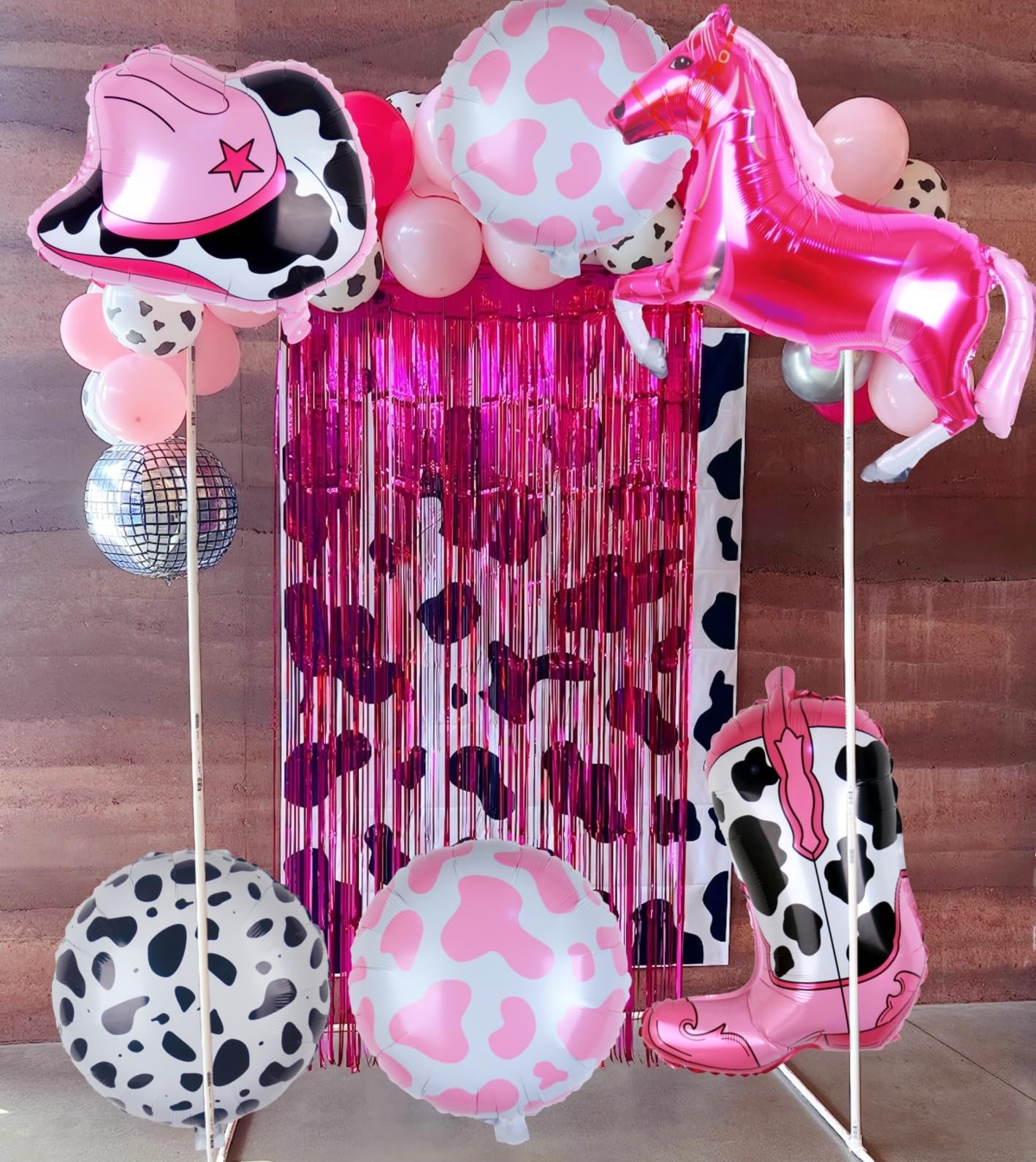Kwuz Western Cowgirl Balloons Pink Party Decorations, Retro Horse Cowgirl Hat Boot Balloons Girls Western Theme Rodeo Birthday P