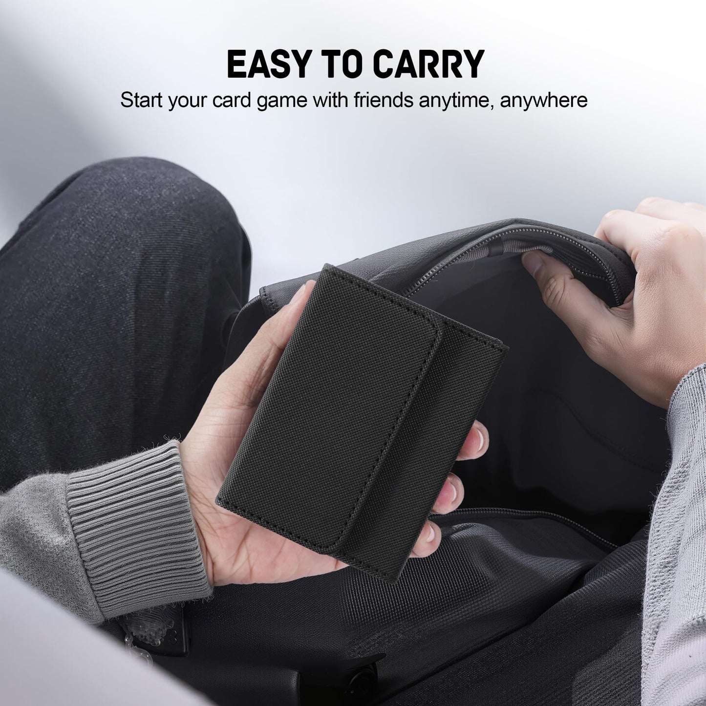 ZLCA Card Deck Box for Trading Cards  MTG Commander Deck Box Holds 120+ Single Sleeved  Leather Magnetic Card Storage Case Fits for TCG CCG Magic(Black Set)