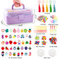 Inscraft 17500+ Rubber Loom Bands With 3 Layer Light Purple Container, 28 Colors, 600 S-Clips, 352 Beads, 40 Cartoon Pendant, Bracelet Making Refill Kit For Kids