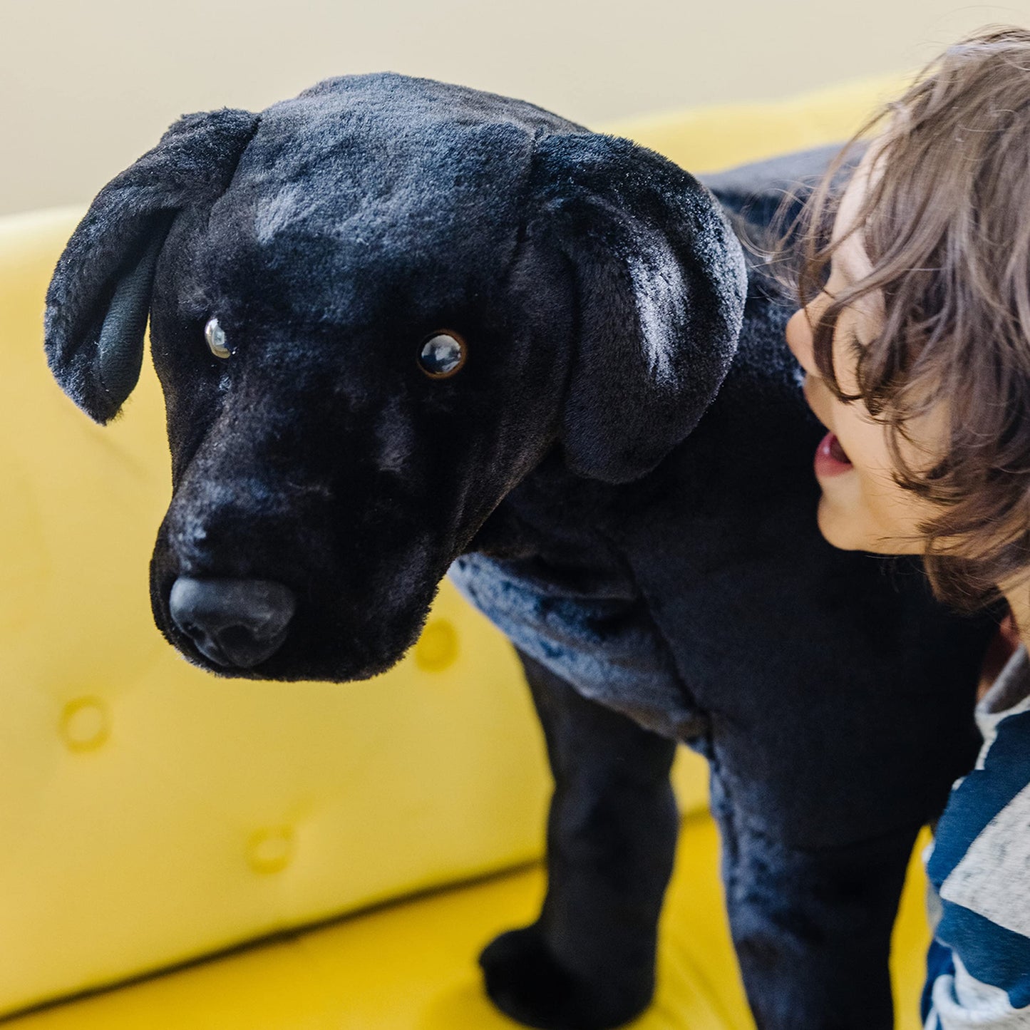 Melissa & Doug Giant Black Lab Stuffed Animal, 77.47 cm, Soft Polyester, Lifelike Design, Multi-color, Model 2117