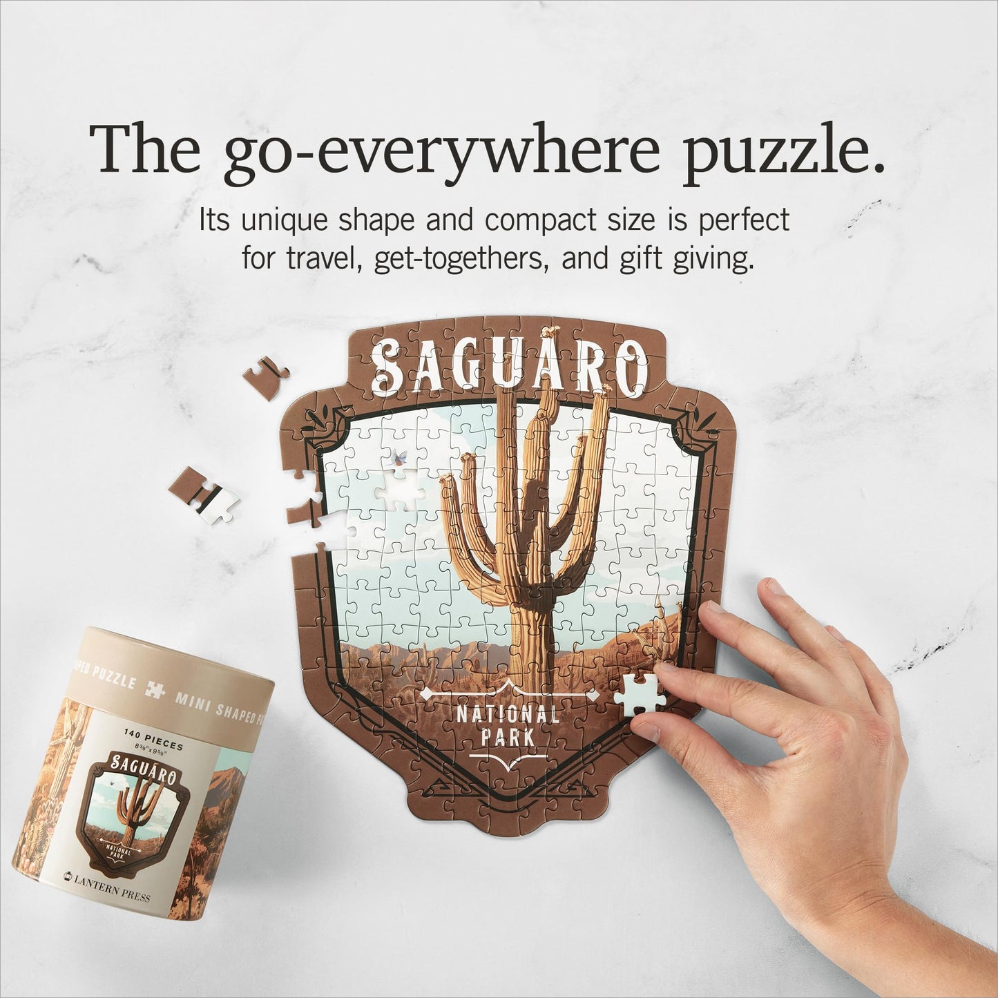 Lantern Press Mini Shaped mature-themed Jigsaw Puzzle  Protect Our National Parks (Saguaro)