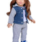 Tomboy - 4 Piece 18 Inch Doll Outfit - Jeans Jacket, Grey Sweatpants, T-Shirt Boots. ( Dolls Not Included)