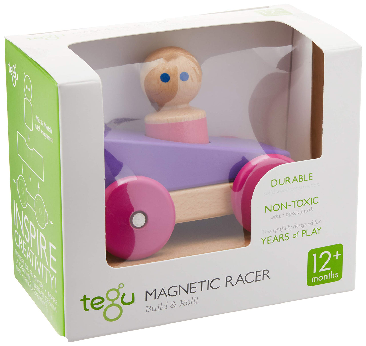 3 Piece Tegu Magnetic Racer Building Block Set, Purple