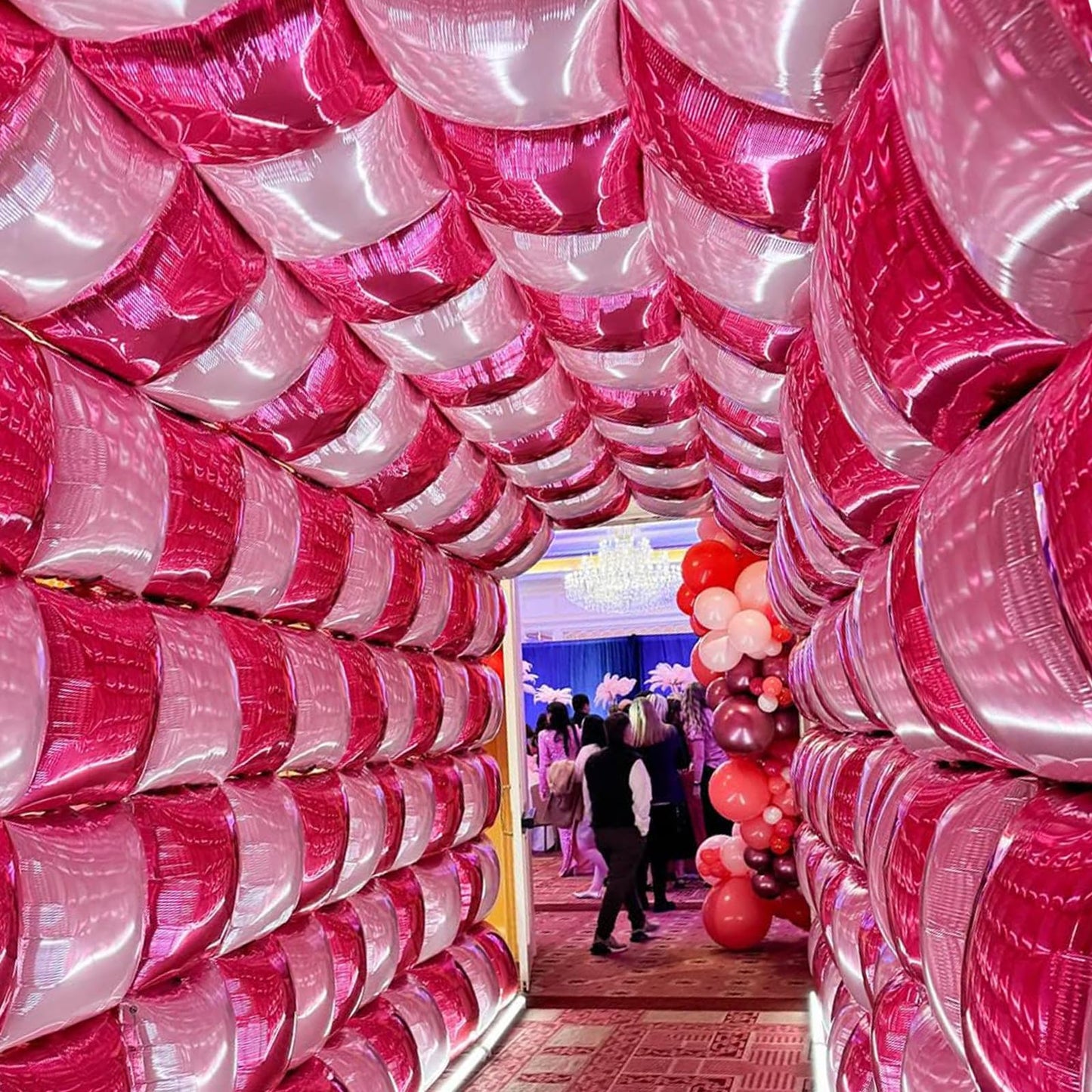 OTLGEUA Hot Magenta Pink Foil Balloon Arch Kit - Double Sided Metallic Backdrop for Parties, 23"x26"x2"