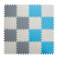 Tamiplay Foam Floor Mats For Kids, 12 X 12 Inch 16 Tiles 0.4' Thickness Foam Play Mat, Non-Toxic Square Interlocking Floor Mats Rubber Baby Play Mat For Toddlers(White/Gray/Light Blue)