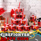 12 Sets Firefighter Party Favor Gift Supplies Fire Truck Cups with Straws, Plastic Fire Truck Shape Cup Reusable Firefighter Par