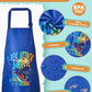 Lictin 2 Pack Kids Apron For Boys T-Rax Car Aprons For Cooking, Waterproof Art Apron With Pockets For Kids Painting Cooking Baking (4-12 Years), Dinosaur+Car
