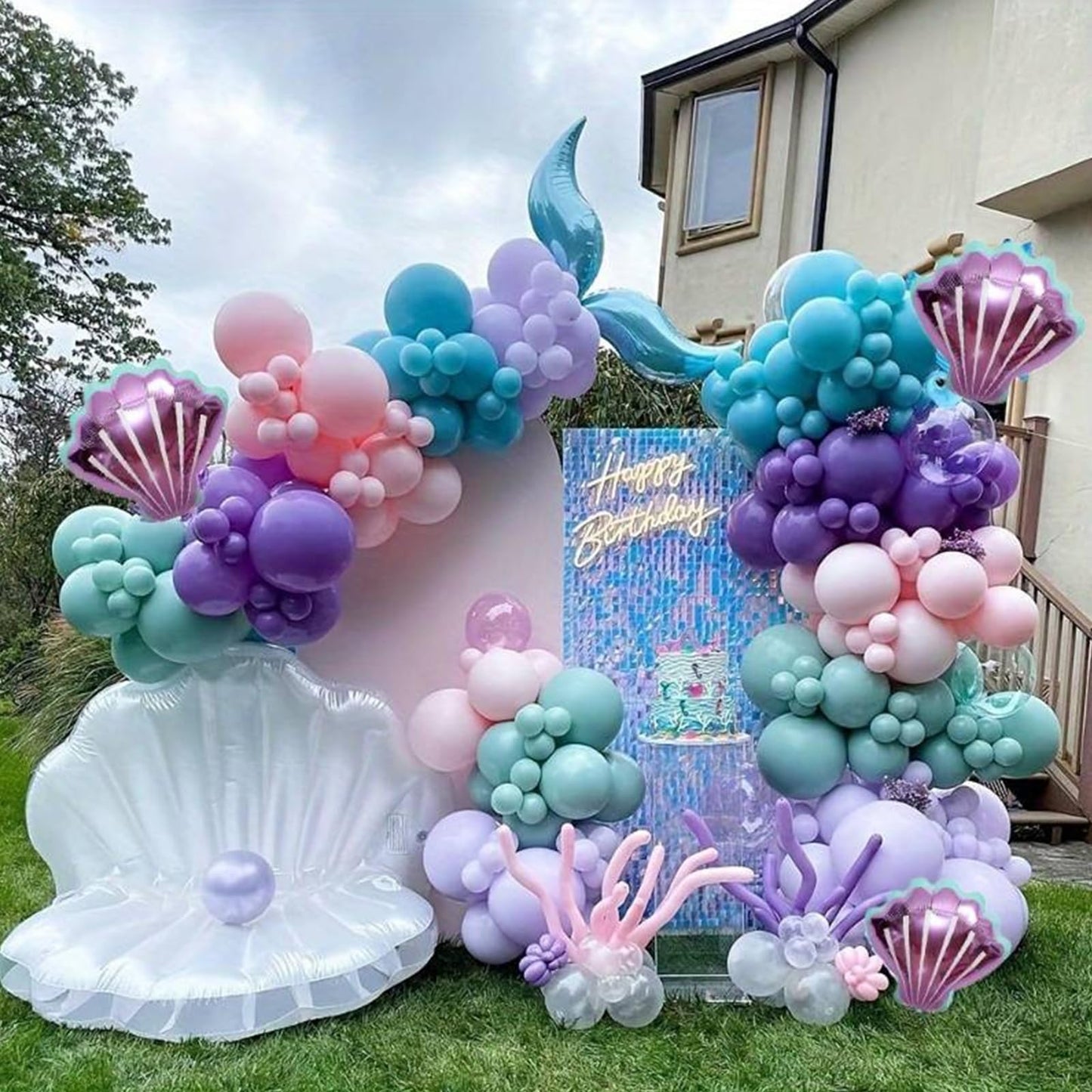 Mermaid Balloon Arch Kit, Pink Purple Mermaid Tail Arch Party Supplies With Star Tail Foil Balloons For Mermaid Theme Baby Showe