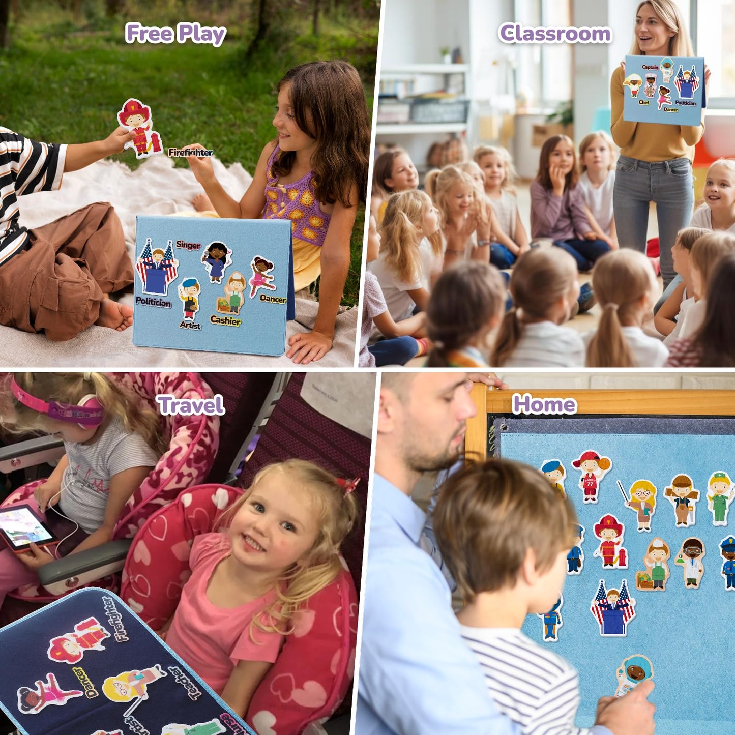 CHEFAN Career Dress-Up Felt Pieces, Felt Story Board Pieces, Flannel Stories for Toddlers, Precut Felt Figures, Small Community