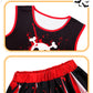 RUODON 9 Pieces Girls Halloween Cheerleader Costume Zombie Fearleader Costume Set Includes Top Skirt Socks Pompom Sticker Bow Black and Red