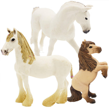 Gemini&Genius Horses Figurine Toy, Farm Premium Horse Animal Playset, Mare And Stallion With Horse Baby Family Action Figures Pa