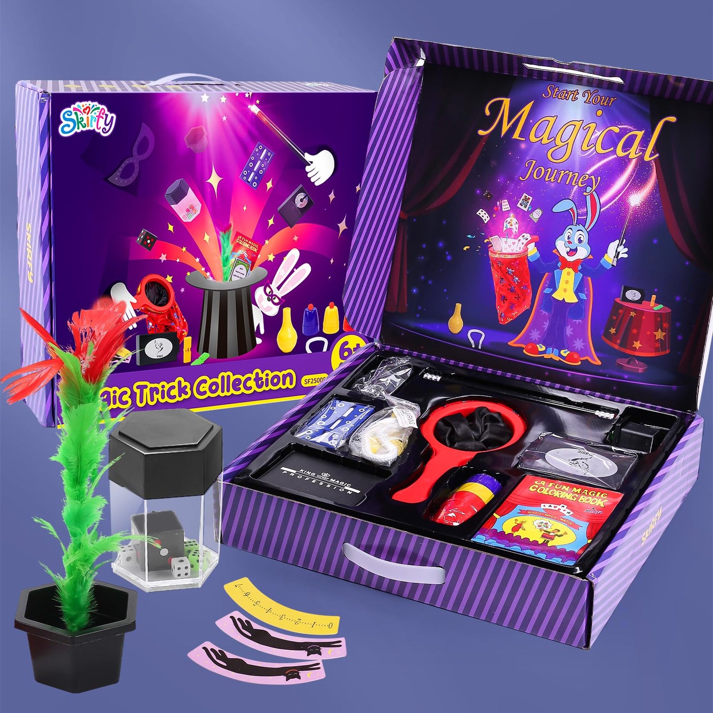 Skirfy Magic Kit-75+ Magic Tricks For Kids Age 6-8,Perfect Magic Toys For Kids,Featuring With Floating Vase,Double Magic Bag,Mag