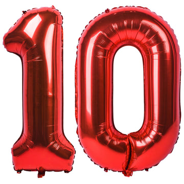 40 In Red Number Balloons Helium Foil Mylar Balloon Birthday Party Banquet Decoration Digital 10