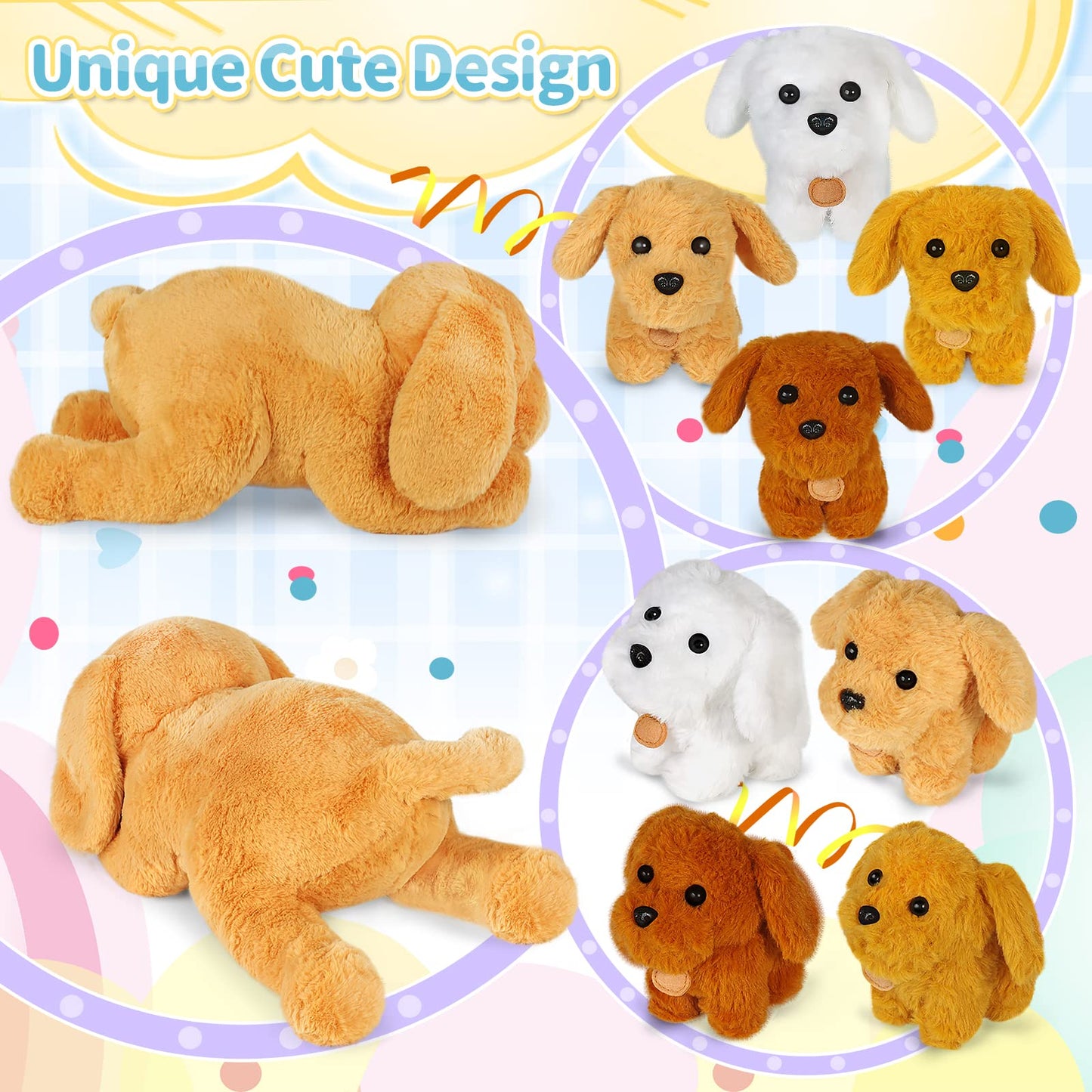 KMUYSL Puppy Stuffed Animals - Plush Mommy Dog with 4 Baby Puppies, Multicolor, Ideal Gift for Kids Ages 3-8