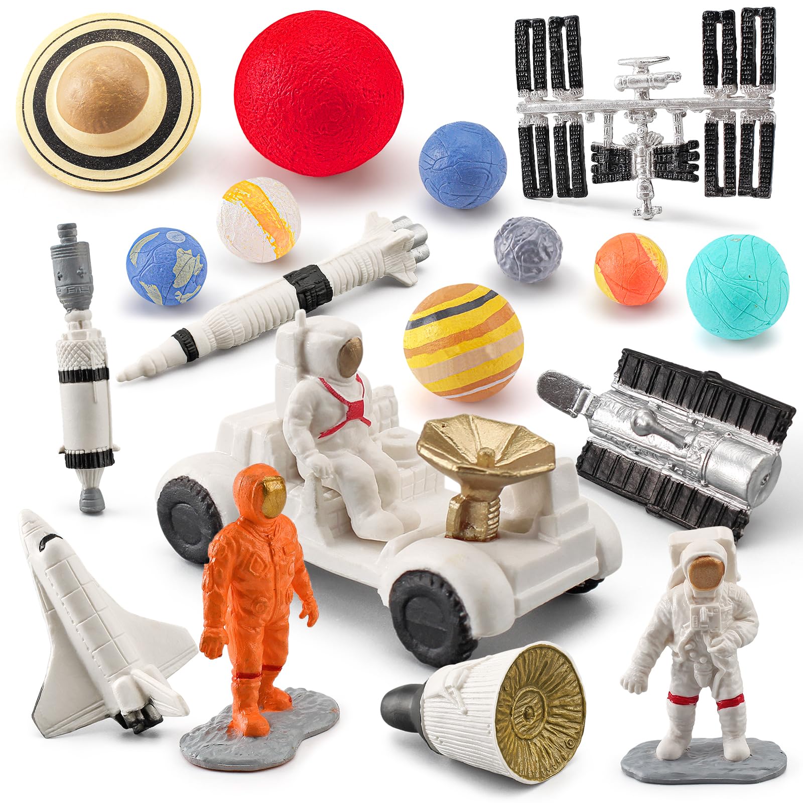 19PCS Planets Solar System Astronaut Figure Toy Children Solar Power Kit Space Exploration Spaceman Science Kit for Kids Party B