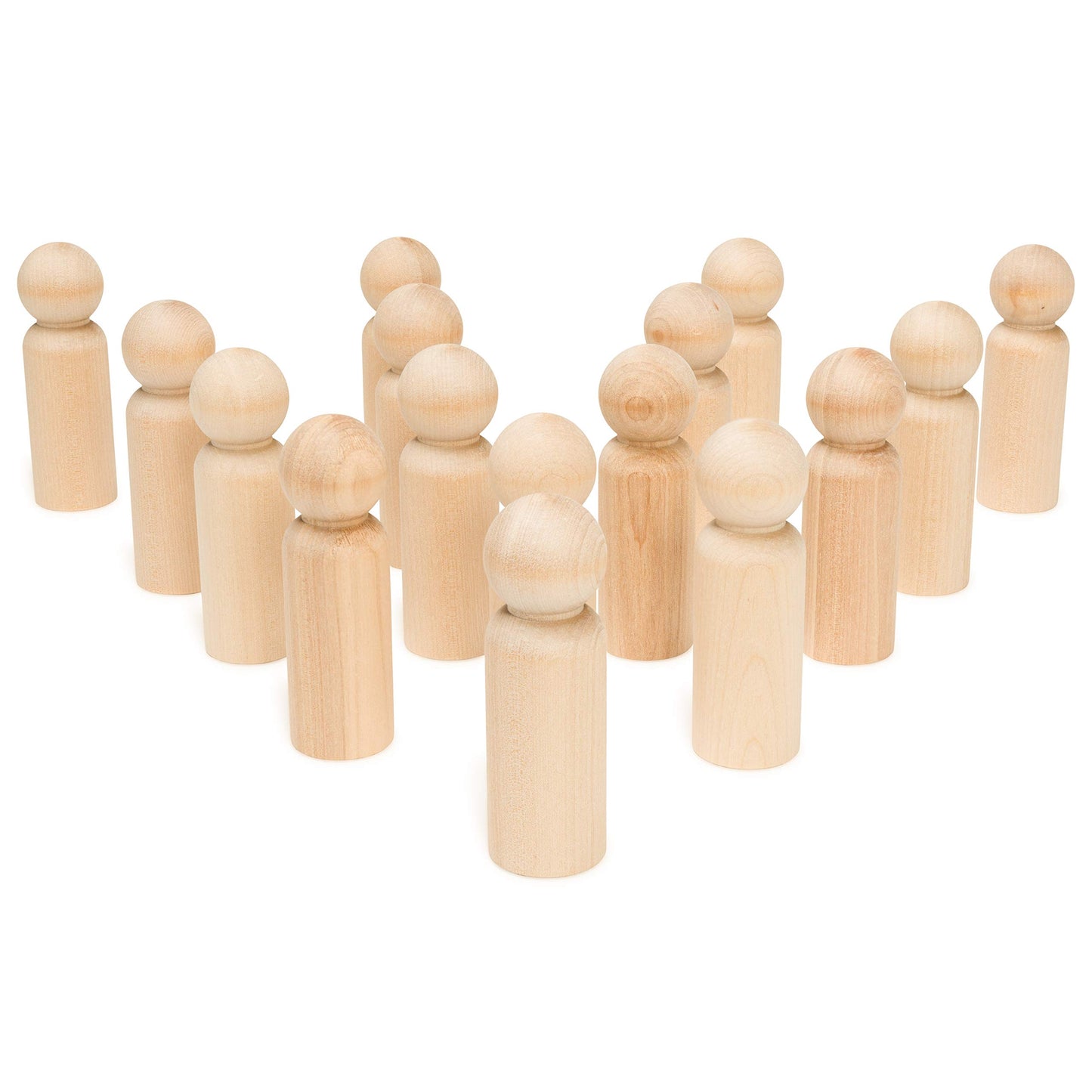 Large Wooden Peg Dolls Unfinished 3.5 inches, Dad Shape, Pack of 100 Birch Peg People, Charming Wood Figurines to Paint