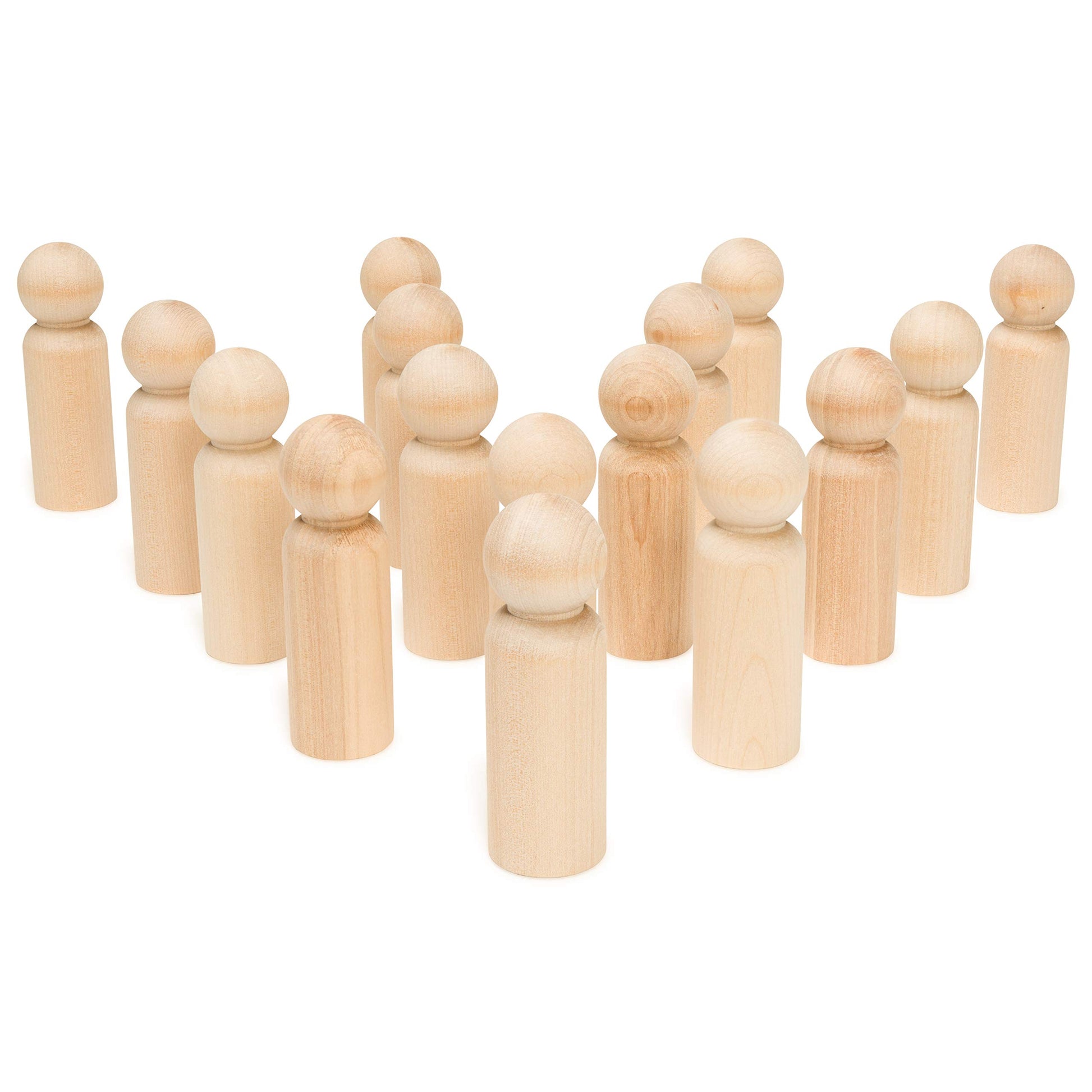 Large Wooden Peg Dolls Unfinished 3.5 inches, Dad Shape, Pack of 100 Birch Peg People, Charming Wood Figurines to Paint