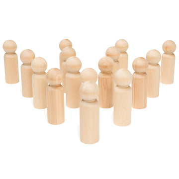 Large Wooden Peg Dolls Unfinished 3.5 inches, Dad Shape, Pack of 100 Birch Peg People, Charming Wood Figurines to Paint