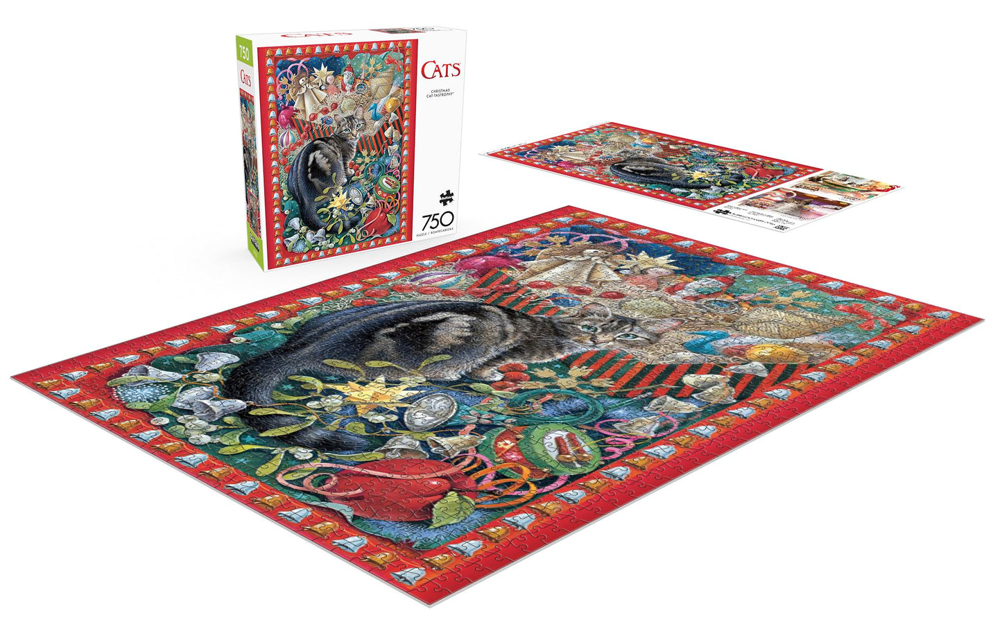 Buffalo Games - Christmas Cat-Tastrophy - 750 Piece Jigsaw Puzzle For Adults Challenging Puzzle Perfect For Game Nights - 750 Piece Finished Size Is 24.00 X 18.00, Large