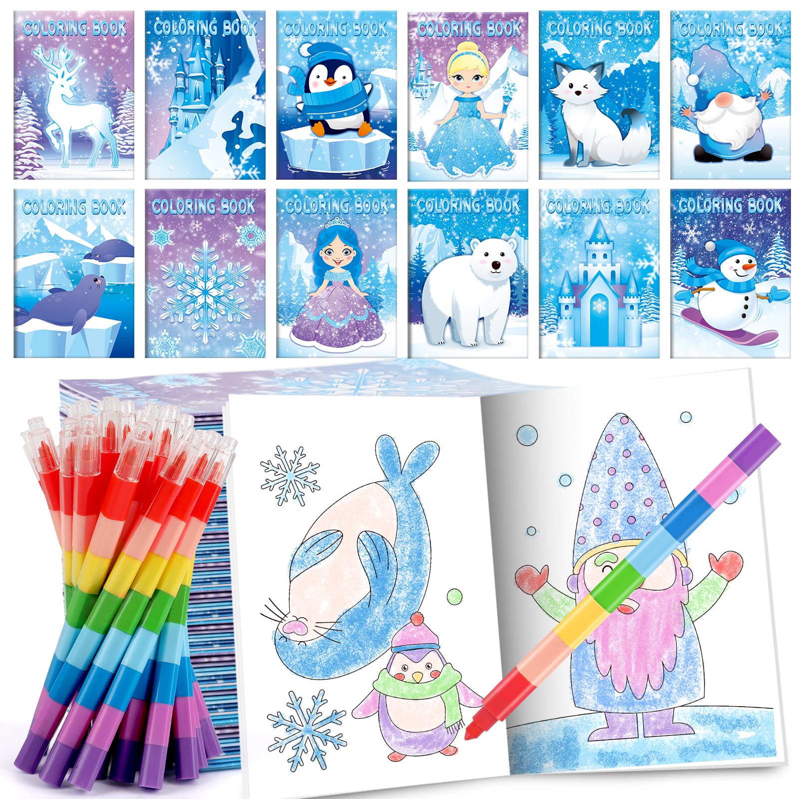 Benlouis 12 Dog Mini Coloring Books Kids With 12 Stacking Crayons Cute Puppy Party Favors Small Activity Books Bulk For Kids Pet