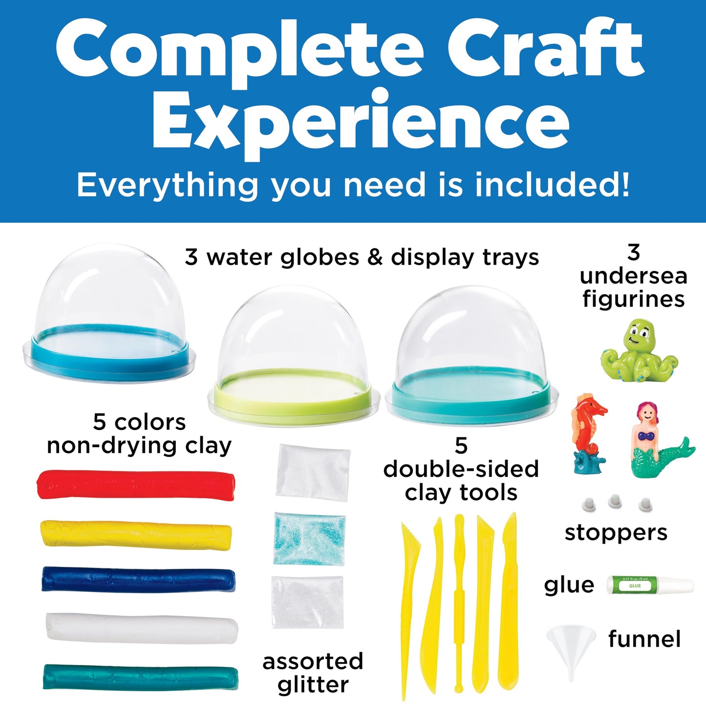 Creativity for Kids Make Your Own Under the Sea Water Globes - Make 3 DIY Snow Globes, Arts and Crafts for Boys and Girls, Kids