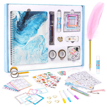 Vertoy Diy Journal Set For Girls Ages 8-12 - Kids Scrapbook Diary Journaling Kit For Writing, Ideas Birthday Gifts And Toys For 8 9 10 11 12 13+ Years Old, Teenage Kids