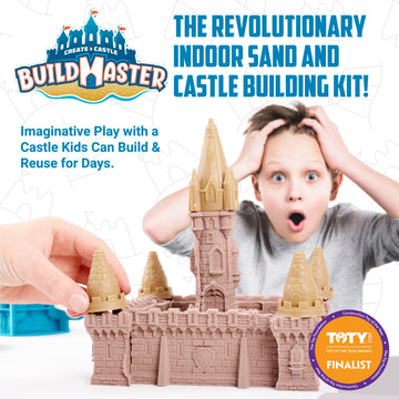Create A Castle Indoor Sandcastle Play Sand Kit, 1.5 Lbs Sensory Play Sand, Buildmaster Starter Reusable Castle Magic Sand Toy Set For Kids, 20 Pieces And Playmat, For Kids 6+