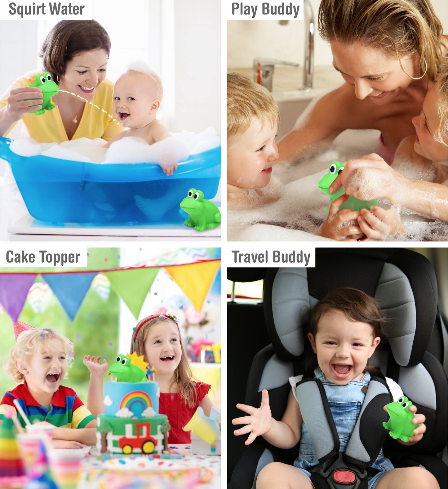 Puzzled DolliBu Frog Bath Buddy Squirter - Green Rubber Bath Toy, 3 Inch Small Size for Toddlers, Fun Bath & Pool Play