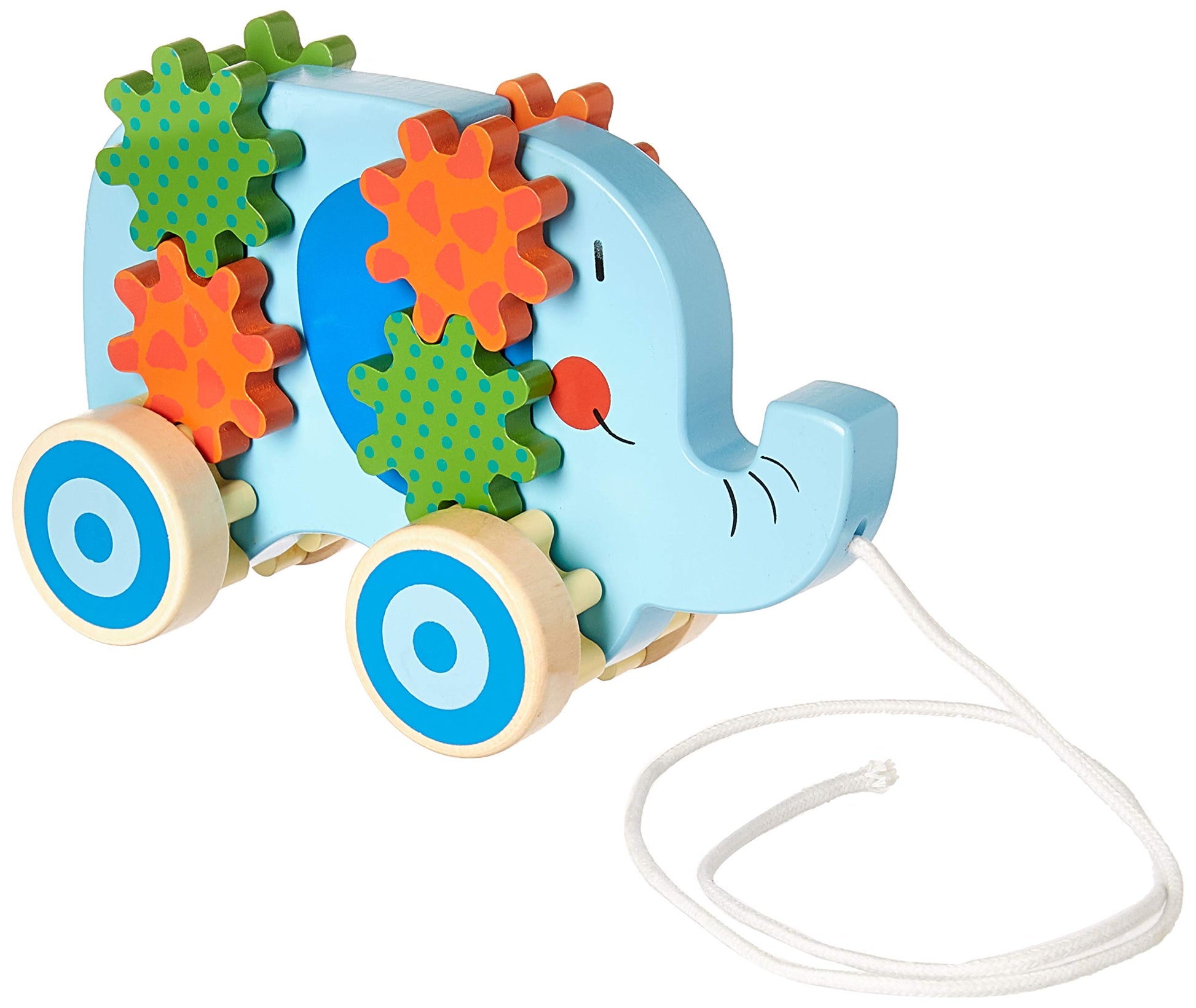 Applesauce Wooden Pull Infant Development Educational Baby Toys (Elephant), Blue